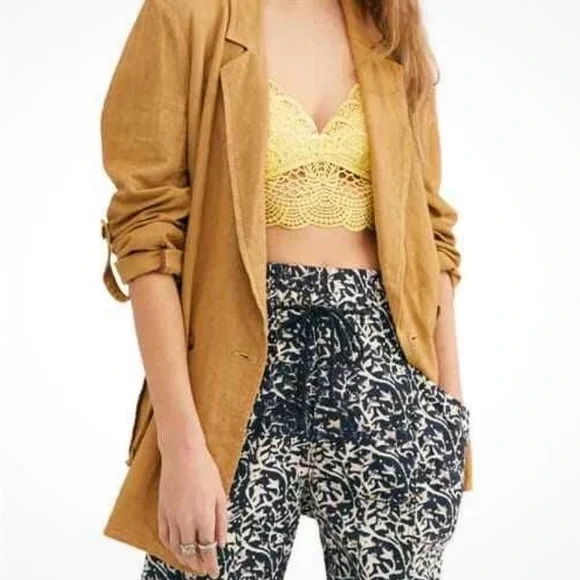 Free People Charly Blazer Dirty Chai Double Button NWT Size M - Picture 2 of 6